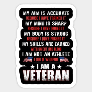 Because I Am A Veteran T Shirt, Veteran Shirts, Gifts Ideas For Veteran Day Sticker